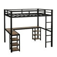 thumbnail image 4 of Full Loft Bed with L-Shaped Desk,Heavy Duty Metal Loft Bed Frame with Ladder and Shelf for Kids, Adults, Space Saving Design,Black, 4 of 8