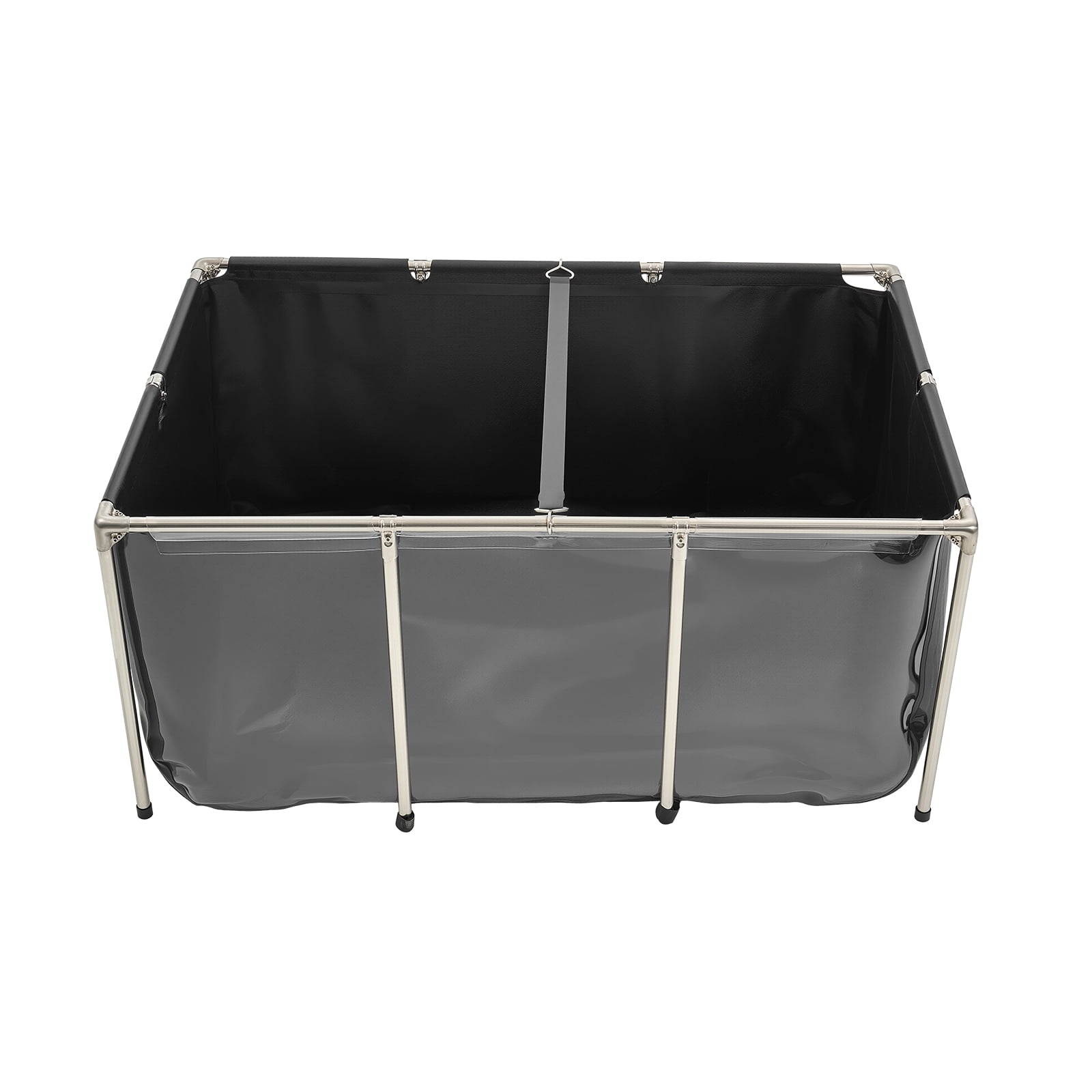 KFFKFF Canvas Fish Pond, 270 Gal Above Ground Tank, PVC Koi Pond with Transparent Viewing Panel, Rectangular Goldfish Tank with Metal Frame & Drain Valve, Suitable for Koi Breeding and Irrigation