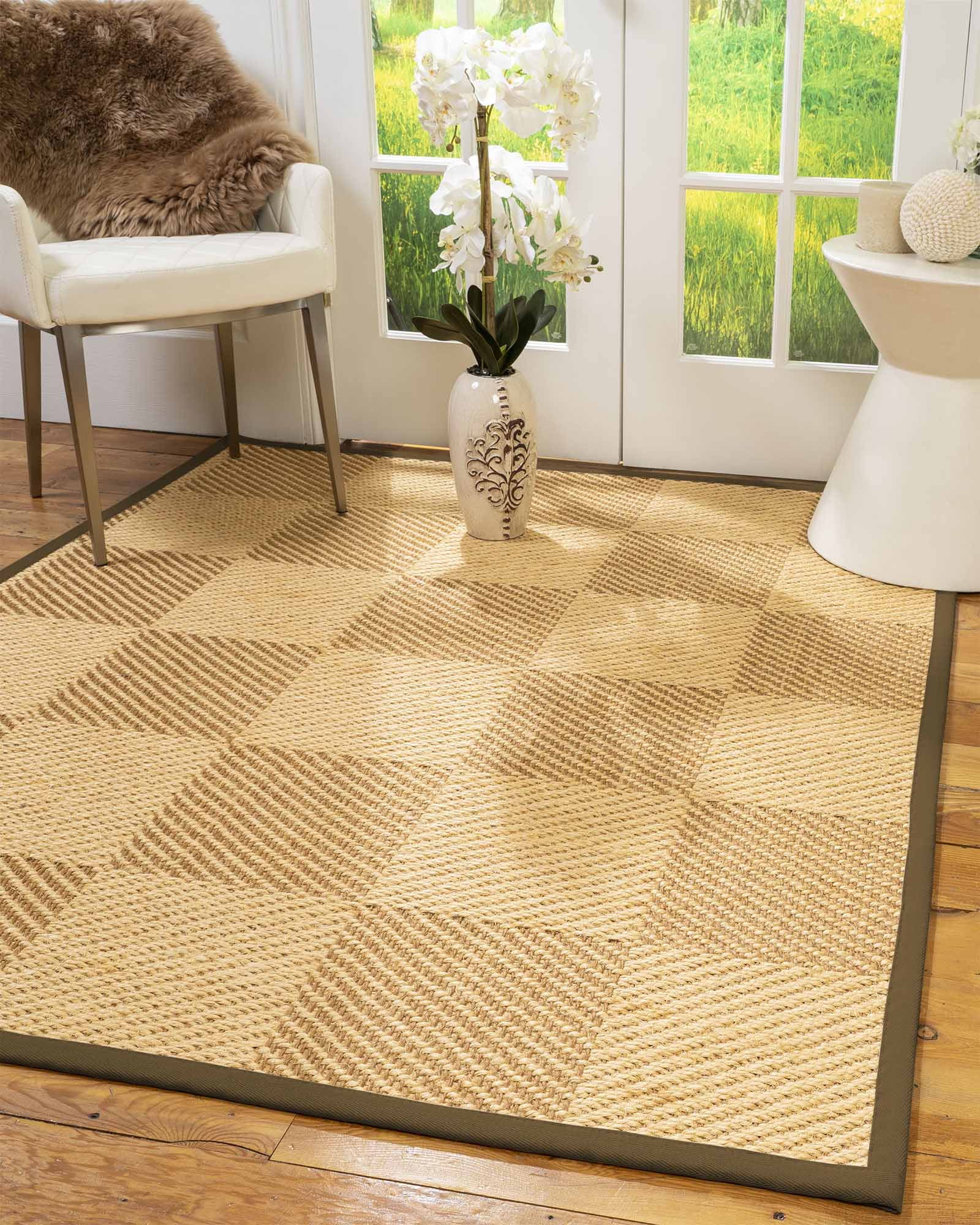 Natural Area Rugs Osaka Custom Sisal Rug, 12' x 18', Malt Border
