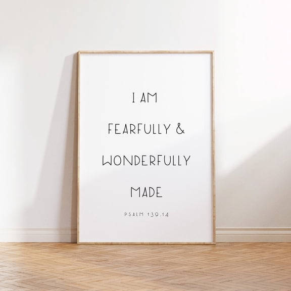 Psalm 139:14 I Am Fearfully And Wonderfully Made Christian Nursery Print Wall Art Bible Verse Baby Room, Unframed Paper Poster 8x10in