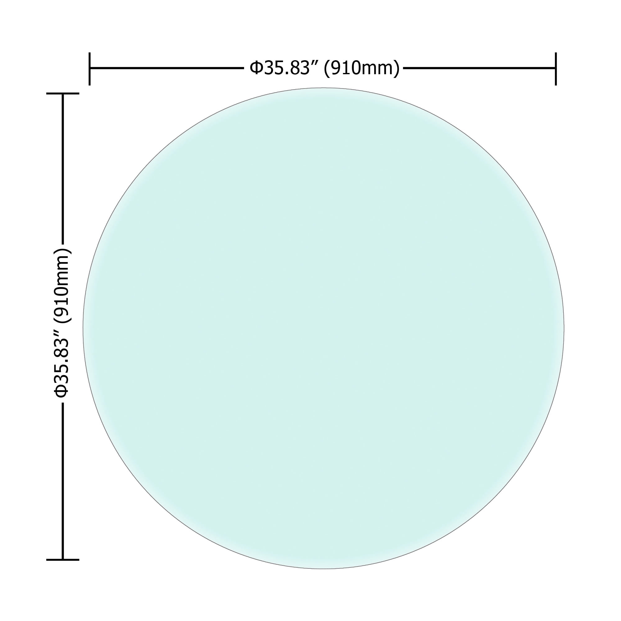 MAYEERTY 35.83 Inch Round Clear Tempered Glass Table Top, 0.47" Thick Replacement Glass Surface for Large Dining Patio Hotel Lobby Office Meeting Table