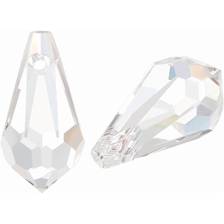40Pcs Transparent Glass Beads Faceted Top Drilled Teardrop Clear 13~14x6.5~7mm Hole: 1mm DIY Supplies