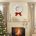 thumbnail image 6 of Dserfhy Plush Christmas Wreath White Fuzzy Pom Pom Ball Wreath with Red Bow And Berries for Home Window Fireplace Wall Door Holiday Decor, 6 of 7