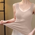 thumbnail image 5 of Women Thermal Sleeveless Camisole Built-in Bra Fleece Lined Warm V Neck Tank Top Solid Color Stretchy Slim Fit Winter Layering Underwear Vest, 5 of 5