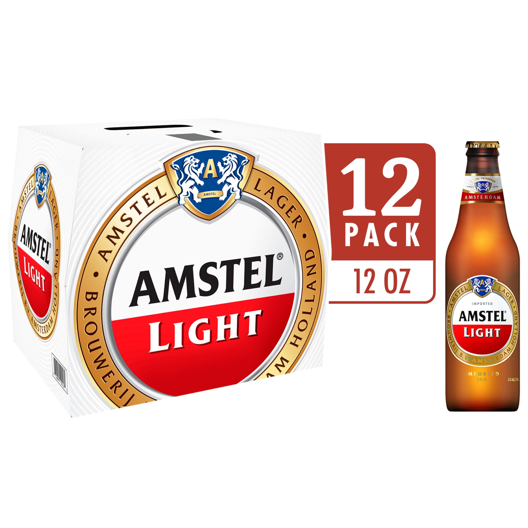 Amstel Light Lager Import  Beer, 12 pack, 12 fl oz Bottles