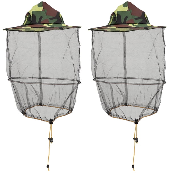 2 unids al aire libre anti-mosquito Malla de malla con máscara de abeja Mash Net Malla de cara Protección de la cara Sombrero de la apicultura (color al azar)