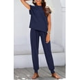 thumbnail image 5 of BTFBM Women's Two Piece Tracksuit Outfits Summer Short Sleeve Tops Long Pants Jogger Lounge Matching Sets Sweatsuit, 5 of 7