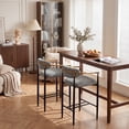 thumbnail image 4 of COLAMY ELEN Set of 4 Modern Bar Height Stools with Arms and Back, 29.5" Upholstered Barstools, Luxury Kitchen Island Chairs with Metal Frame & Footrest for Home Bar, Grey, 4 of 8