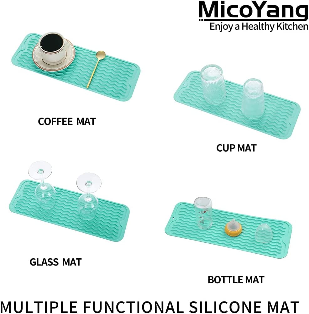  MicoYang Silicone Dish Drying Mat for Multiple Usage,Easy  clean,Eco-friendly,Heat-resistant Silicone Mat for Kitchen  Counter,Sink,Bar,Bottle,or Cup Tapioca M 17 inches x 6 inches: Home &  Kitchen