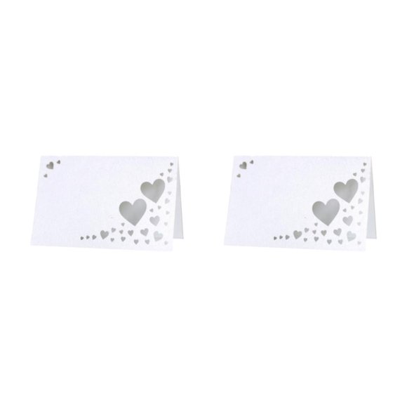 Naiovety 50 paquete/lote personalizar decoraciones de con corazón hueco nombre lugar tarjetas boda nombre tarjetas blanco blanco 2Conjunto