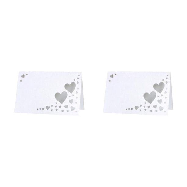 Naiovety 50 paquete/lote personalizar decoraciones de con corazón hueco nombre lugar tarjetas boda nombre tarjetas blanco blanco 2Conjunto