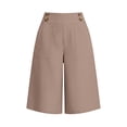 thumbnail image 4 of Elvqul Womens Shorts with Pocket Loose Bermuda Shorts Elastic Waist Beach Wide Leg Holiday Solid Shorts for Women Summer, 4 of 4