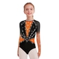 thumbnail image 3 of TSSOE Gymnastics Leotard for Girls Long Sleeve Sparkly Ballet Dance Unitard Vest with Leggings Set Gymnastics Outfits Orange 10, 3 of 7