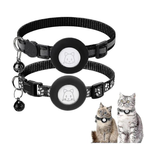 Collares ajustables para gatos YONGSHENG Airtag collar reflectante con hebilla de seguridad separable y campana 2 uds