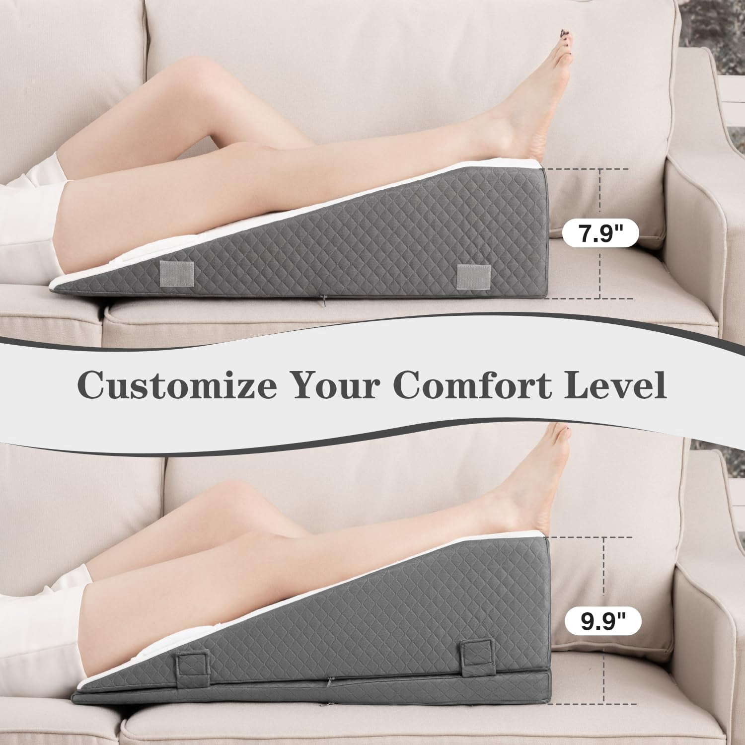 Leg Elevation Pillow for After Surgery – Adjustable Height Knee Surgery Recovery Leg Support Pillow, Designed for Knee Replacement Recovery, Single Leg Elevating Wedge