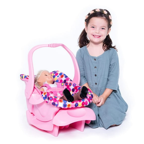 Joovy Siège Auto Jouet pour Poupée avec Système de Verrouillage Testé en Cas de Collision pour la Sécurité, Housse Lavable en Machine pour un Nettoyage Facile, et Harnais à Cinq Points - Convient aux Poupées de 12 à 22, Rose