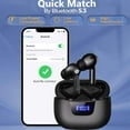 thumbnail image 3 of True Wireless Earbuds, Bluetooth Headphone with Smart LED Display Charging Case, Black, 3 of 9