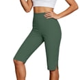 thumbnail image 3 of QATAINLAV Ladies Bermuda Shorts Knee Length Athletic Casual Long Shorts Side Split Stretch Slim Athletic Shorts Army Green S, 3 of 10