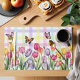 thumbnail image 2 of Tulips Spring Floral Placemats Set of 12, Flowers Butterfly Plaid Pastoral Placemats for Dining Table, Place Mats for Kitchen Tabletop, Waterproof Wipeable Dining Table Mats Set, 2 of 9