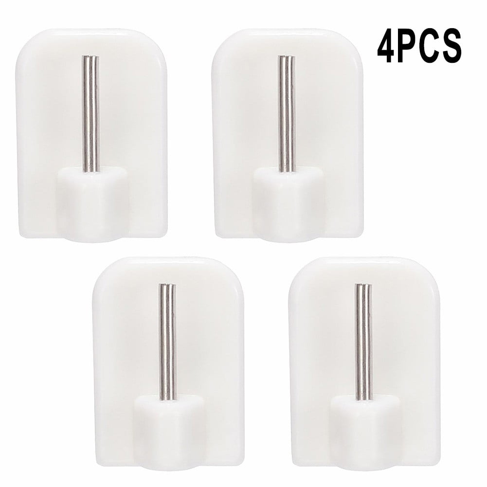 Style A 24 Packs Self Adhesive Hooks Plastic Sticky End Hook Window Hooks for Net Curtain Rods 
