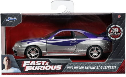 Jada 1995 Nissan Skyline GT-R BCNR33 Diecast Model Car, Fast