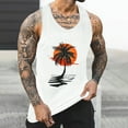 thumbnail image 4 of ZCFZJW Men's Bodybuilding Tank Top Casual Summer Tropical Palm Tree Print Workout Muscle Tank Sleeveless Graphic Gym Tees Shirts White S, 4 of 5