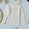 thumbnail image 6 of WAVSUF Kids Girls Knitted Sweater, Long Sleeve Soft Comfort Ruffle Mock Neck Winter Base Casual Undershirts Beige 1, 6 of 6