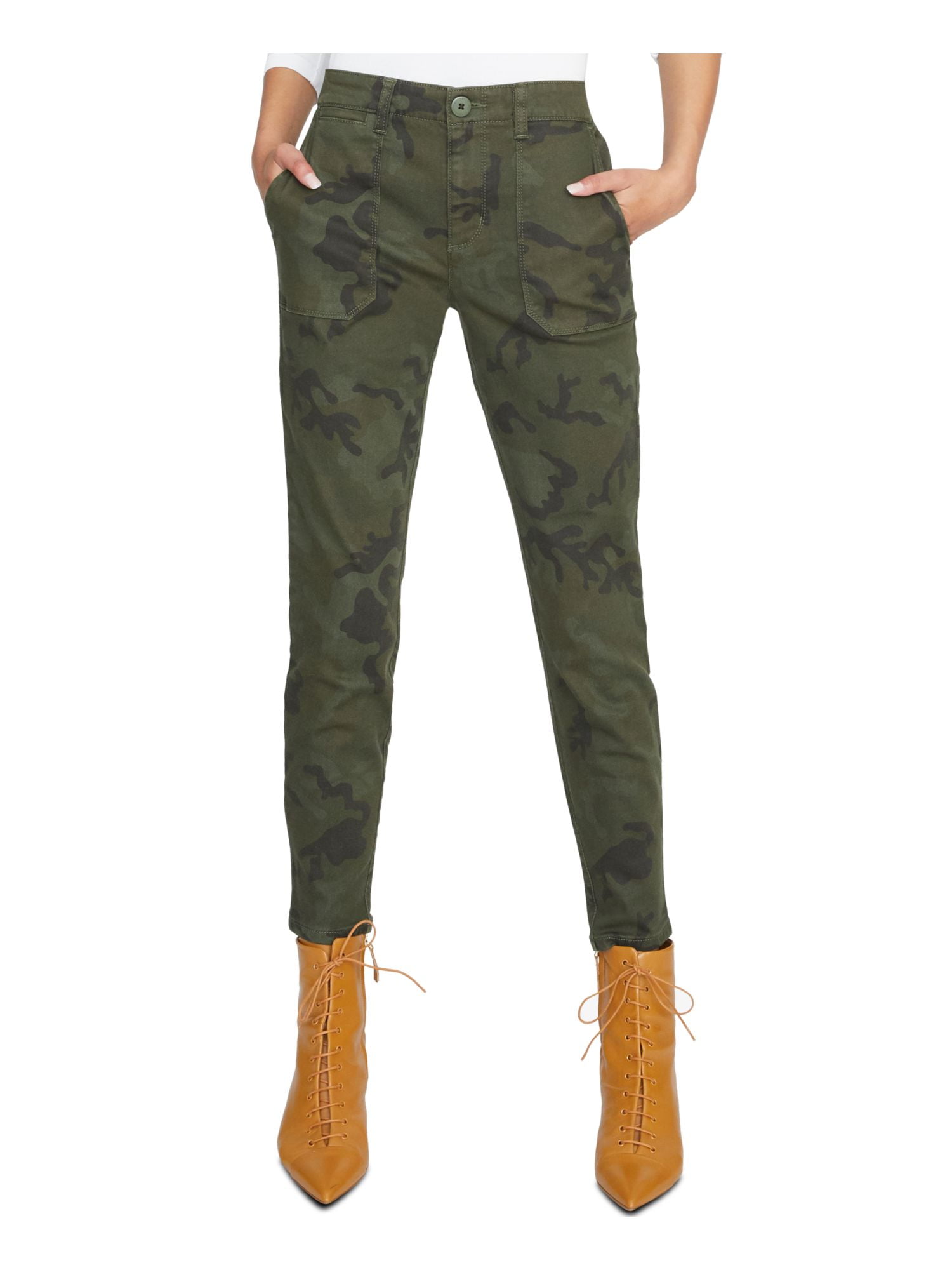 SANCTUARY Womens Green Zippered Pocketed Ankle Camouflage Skinny Jeans  Juniors 24 
