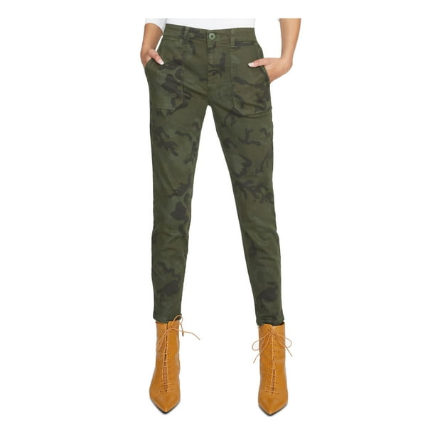 Sanctuary - SANCTUARY Womens Green Zippered Pocketed Camouflage Jeans ...