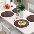 thumbnail image 6 of Ryvnso Red and Green Check Grid Round Plate Mats Dining Table Placemat Set of 4 for Holiday Decoration, 6 of 7