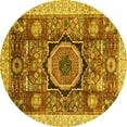 thumbnail image 1 of Ahgly Company Machine Washable Indoor Round Abstract Yellow Modern Area Rugs, 6' Round, 1 of 4