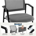 thumbnail image 4 of edx 2 Pack Mesh Back Stacking Arm Chairs, Guest Reception Chairs, Ergonomic Office Chair with Armrests, Gray, 4 of 7