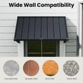 thumbnail image 6 of BACKYARD BEAUTIFUL Metal Awning 40" x 36", Front Door and Window Canopy with Powder-Coated Frame, Weather Resistant Sun and Rain Shelter for Patio, Entrance, Porch and Balcony, Dark Gray, 6 of 9