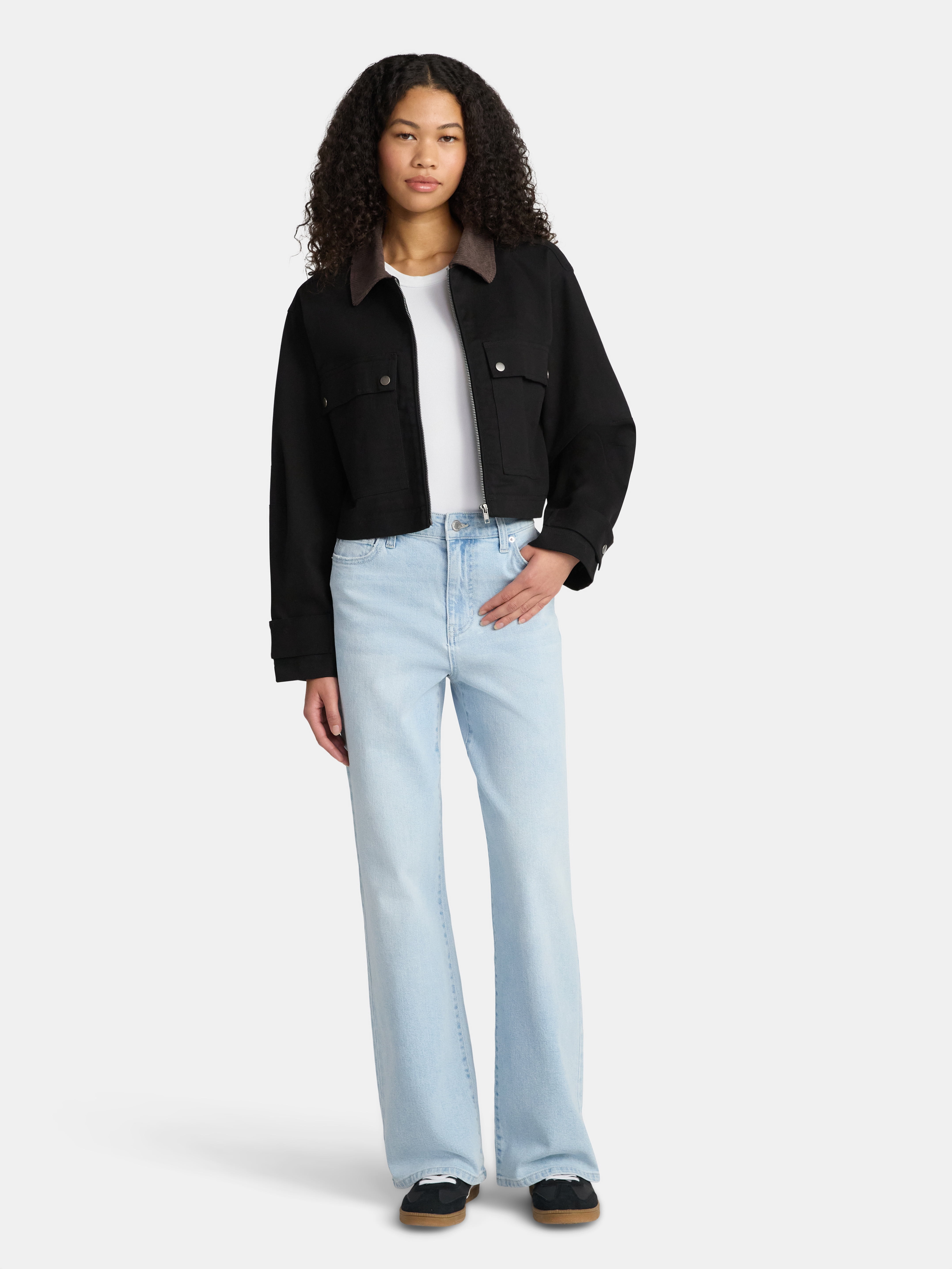 No Boundaries High Rise Baggy Wide Leg Jeans, 30" Inseam, Women’s and Women's Plus