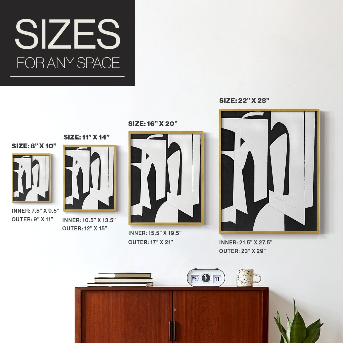 Spanish Arches II Framed Print in Gold Solid Wood Framed Print No Nail Hanging