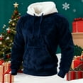 thumbnail image 2 of Aoiroe Mens Fuzzy Sherpa Pullover Hoodie Sweatshirts,Winter Warm Pullover Hooded Sweatshirt,Thick Winter Hooded Sweatshirt,Fall Outwear Winter Hooded,Sherpa Fleece Lined Pullover Dark Blue XL, 2 of 5