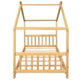 thumbnail image 5 of Tcbosik Platform Bed Twin Size Bed Frame Wood House Roof Design, Natural, 5 of 10