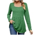 thumbnail image 1 of Timegard Hauts à Manches Longues pour Femmes Col Carré Blouse Froncée Automne Tunique Décontractée Confortable, 1 of 5