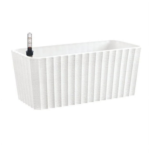 Juego de 2 macetas blancas para plantas, macetas para exteriores e interiores, jardineras con orificio de drenaje para una fácil limpieza, 28 x 13 x 11,5 cm