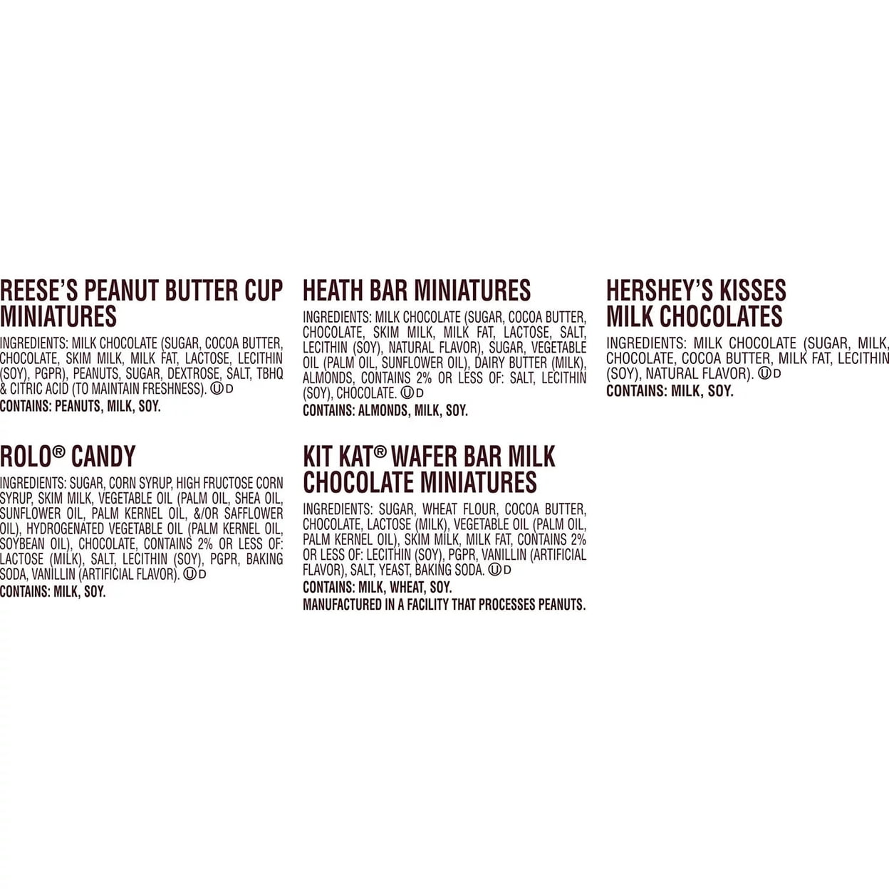 Hershey Assorted Chocolate Miniatures Candy Bulk Bag (55 Ounce 220 Pieces)
