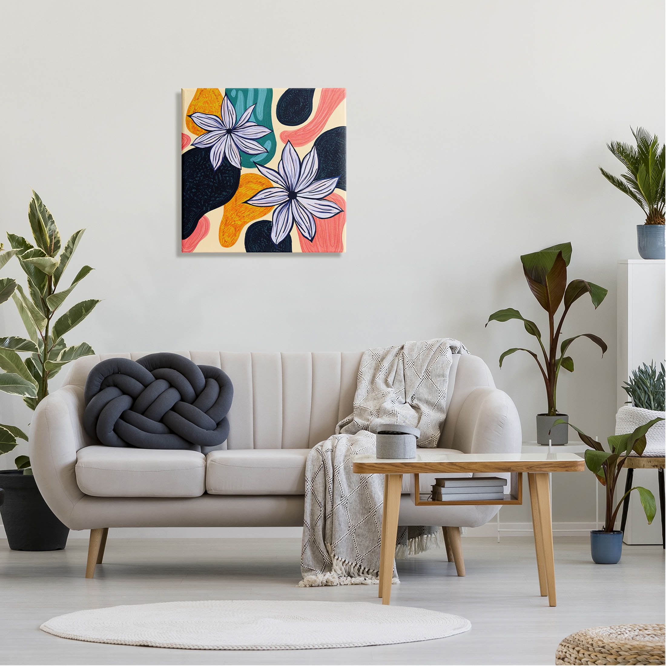 Stupell Industries Retro Floral Shapes Arrangement Graphic Art Gallery Wrapped Canvas Print Wall Art, Design by Ziwei Li