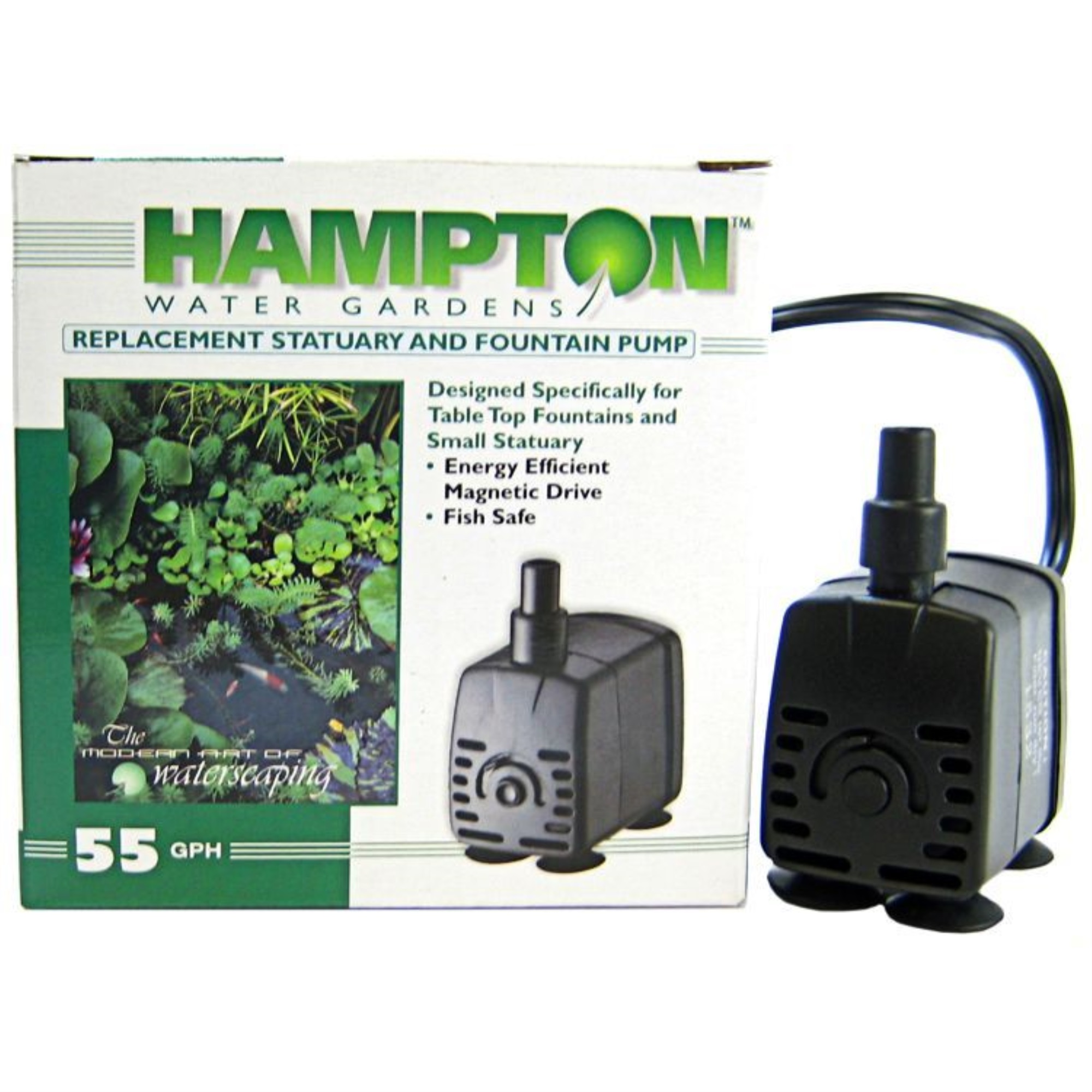 Hampton Water Gardens Replacement Statuary & Fountain Pump 55 GPH with 6' Power Cord