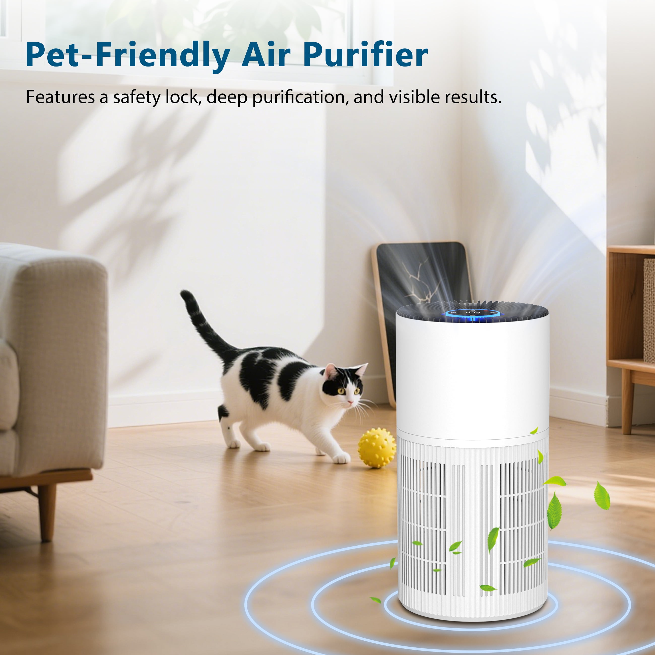 Cobectal H14 HEPA Air Purifier ZQA-6000A with Activated Carbon Filter for Smoke, Dust, Pollen, and Dander