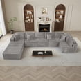 thumbnail image 3 of Wiilayok 177 Inch Oversized U Shaped Sectional Sofa 8 Seater Corduroy Cloud Couch Modular Deep Seat Sectional Couch with Chaise and Ottoman Gray for Living Room, 3 of 9