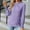 Purple, variant on Babysbule Womens Long Sleeve Tops Women's Fashion Deep Round- Neck Solid Button Long Sleeve Blouse Shirt Top