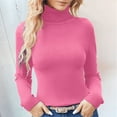 thumbnail image 2 of Gyexs Winter Sweaters for Women Soft Turtleneck Long Sleeve Wool Sweater Wool Base Layer Sweater Pullover Tops Womens Fall Clothes, Hot Pink, Size One Size, 2 of 5