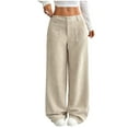 thumbnail image 2 of ClodeEU Women's Corduroy High Waisted Wide Leg Pants, Business Work Trousers Comfy Pants with Pockets Beige 01,Womens Plus XS, 2 of 7