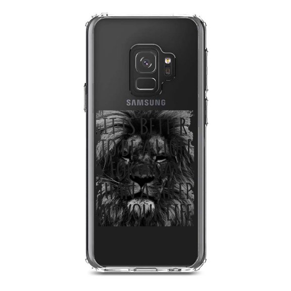 DistinctInk Clear Shockproof Hybrid Case for Samsung Galaxy S9 (5.8" Screen) - TPU Bumper Acrylic Back Tempered Glass Screen Protector - Better to Be A Lion For a Day Than A Sheep
