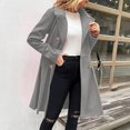 thumbnail image 5 of Wutalume Women's Solid Color Thick Long Sleeve Fashion Coat Jacket, Lapel Design with Double Breasted Buttons, Pockets and Lining, Wool Blend for Fall and Winter,Light Gray 2XL, 5 of 6