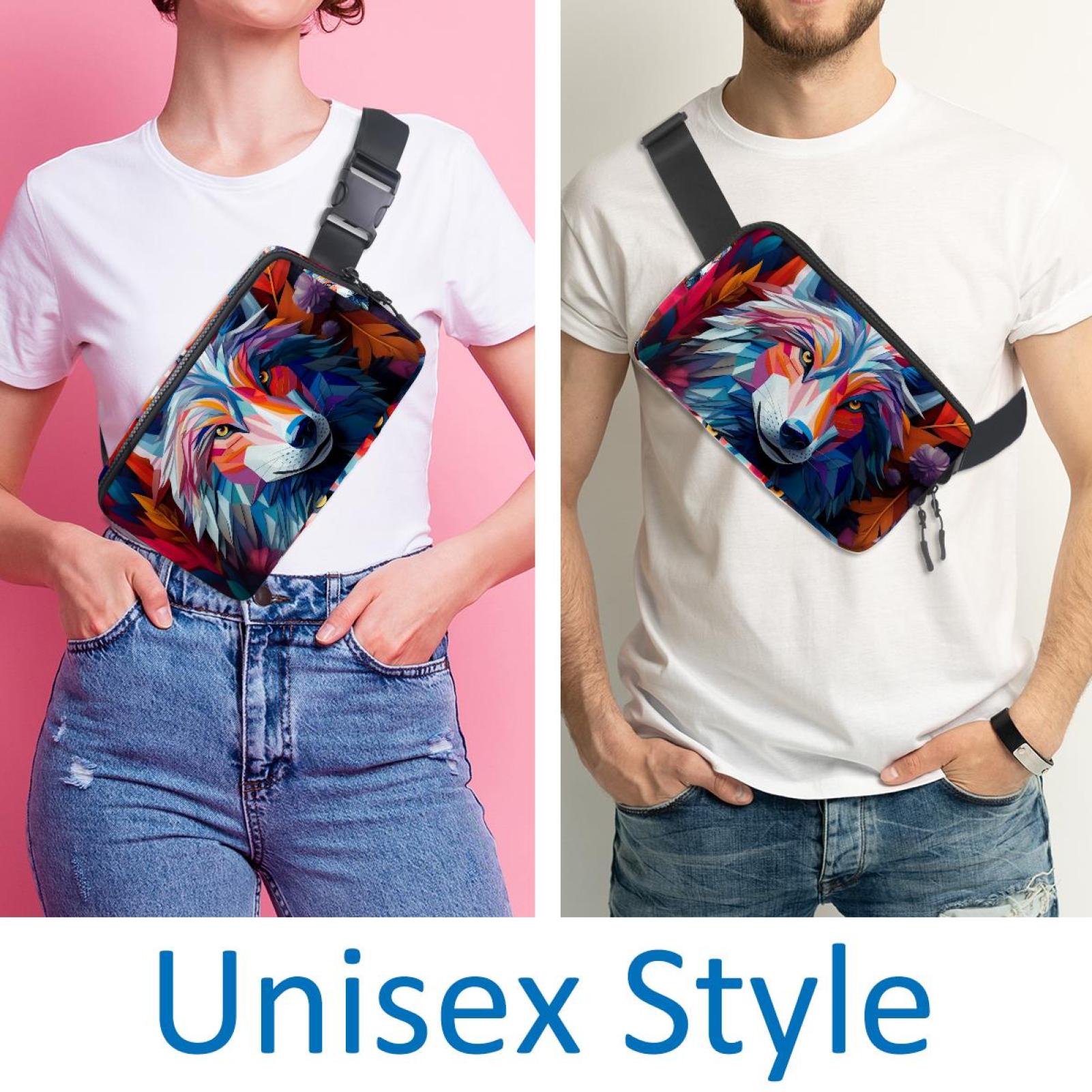 Wolf Running Belt Waist Bag Fanny Packs, Lightweight Adjustable with Extension Strap, Unisex